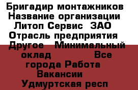 Бригадир монтажников › Название организации ­ Литоп-Сервис, ЗАО › Отрасль предприятия ­ Другое › Минимальный оклад ­ 23 000 - Все города Работа » Вакансии   . Удмуртская респ.,Сарапул г.